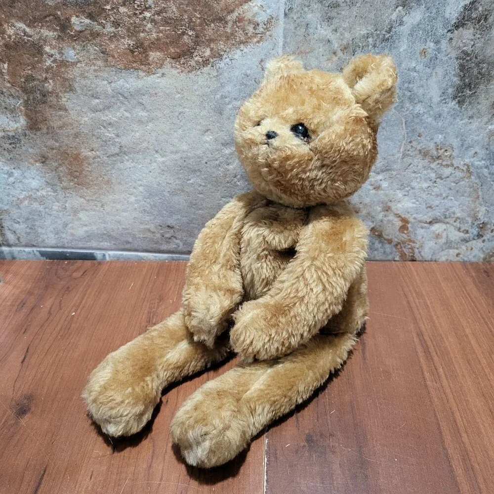 Vintage Brown Bear Shelf Sitter Plush Nursery Decor
